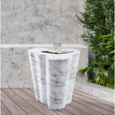  Meridian Monza White Marble Finish Concrete Indoor / Outdoor End / Side Table IMAGE 2