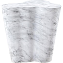  Meridian Monza White Marble Finish Concrete Indoor / Outdoor End / Side Table IMAGE 5