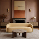  Meridian Varenna Beige Marble Top And Acacia Wood Base Coffee Table IMAGE 2