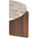  Meridian Varenna Beige Marble Top And Acacia Wood Base Coffee Table IMAGE 5