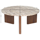  Meridian Varenna Beige Marble Top And Acacia Wood Base Coffee Table IMAGE 6