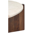  Meridian Varenna Cream Marble Top And Acacia Wood Base Coffee Table IMAGE 5