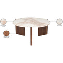  Meridian Varenna Cream Marble Top And Acacia Wood Base Coffee Table IMAGE 7