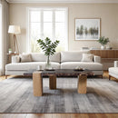  Meridian Ravenna Burgundy Genuine Marble Top And Oak Wood Base Coffee Table IMAGE 2