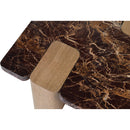  Meridian Ravenna Burgundy Genuine Marble Top And Oak Wood Base Coffee Table IMAGE 5