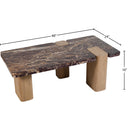  Meridian Ravenna Burgundy Genuine Marble Top And Oak Wood Base Coffee Table IMAGE 7