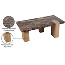  Meridian Ravenna Burgundy Genuine Marble Top And Oak Wood Base Coffee Table IMAGE 8
