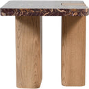  Meridian Ravenna Burgundy Genuine Marble Top And Oak Wood Base End / Side Table IMAGE 3