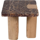  Meridian Ravenna Burgundy Genuine Marble Top And Oak Wood Base End / Side Table IMAGE 4