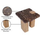  Meridian Ravenna Burgundy Genuine Marble Top And Oak Wood Base End / Side Table IMAGE 8