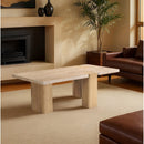  Meridian Ravenna Natural Genuine Travertine and Oak Wood Coffee Table IMAGE 2