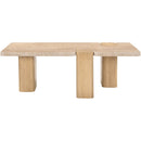  Meridian Ravenna Natural Genuine Travertine and Oak Wood Coffee Table IMAGE 3