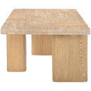  Meridian Ravenna Natural Genuine Travertine and Oak Wood Coffee Table IMAGE 4