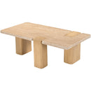  Meridian Ravenna Natural Genuine Travertine and Oak Wood Coffee Table IMAGE 8