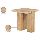  Meridian Ravenna Natural Genuine Travertine and Oak Wood End / Side Table IMAGE 10