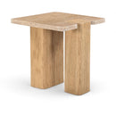  Meridian Ravenna Natural Genuine Travertine and Oak Wood End / Side Table IMAGE 1