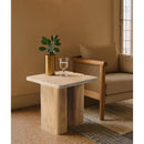  Meridian Ravenna Natural Genuine Travertine and Oak Wood End / Side Table IMAGE 2
