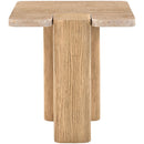  Meridian Ravenna Natural Genuine Travertine and Oak Wood End / Side Table IMAGE 3