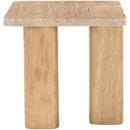  Meridian Ravenna Natural Genuine Travertine and Oak Wood End / Side Table IMAGE 4