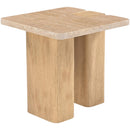  Meridian Ravenna Natural Genuine Travertine and Oak Wood End / Side Table IMAGE 6