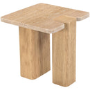  Meridian Ravenna Natural Genuine Travertine and Oak Wood End / Side Table IMAGE 7