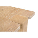 Meridian Ravenna Natural Genuine Travertine and Oak Wood End / Side Table IMAGE 8