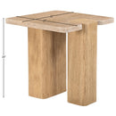  Meridian Ravenna Natural Genuine Travertine and Oak Wood End / Side Table IMAGE 9