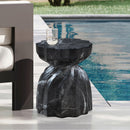  Meridian Caserta Black Marble Finish Concrete Indoor / Outdoor End Table IMAGE 2