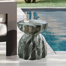  Meridian Caserta Green Marble Finish Concrete Indoor / Outdoor End Table IMAGE 2