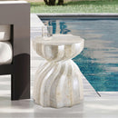  Meridian Caserta Natural Travertine Finish Concrete Indoor / Outdoor End Table IMAGE 2
