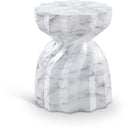  Meridian Caserta White Marble Finish Concrete Indoor / Outdoor End Table IMAGE 1