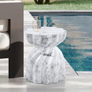  Meridian Caserta White Marble Finish Concrete Indoor / Outdoor End Table IMAGE 2