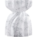  Meridian Caserta White Marble Finish Concrete Indoor / Outdoor End Table IMAGE 4