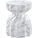  Meridian Caserta White Marble Finish Concrete Indoor / Outdoor End Table IMAGE 5