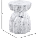  Meridian Caserta White Marble Finish Concrete Indoor / Outdoor End Table IMAGE 7