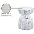  Meridian Caserta White Marble Finish Concrete Indoor / Outdoor End Table IMAGE 8