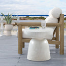  Meridian Avellino White Marble Finish Concrete Indoor / Outdoor End Table IMAGE 2