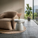  Meridian Avellino White Marble Finish Concrete Indoor / Outdoor End Table IMAGE 3