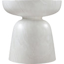  Meridian Avellino White Marble Finish Concrete Indoor / Outdoor End Table IMAGE 4
