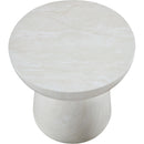 Meridian Avellino White Marble Finish Concrete Indoor / Outdoor End Table IMAGE 5