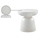  Meridian Avellino White Marble Finish Concrete Indoor / Outdoor End Table IMAGE 7