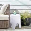  Meridian Foligno White Marble Finish Concrete Indoor / Outdoor End Table IMAGE 2