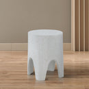  Meridian Foligno White Marble Finish Concrete Indoor / Outdoor End Table IMAGE 3