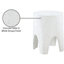  Meridian Foligno White Marble Finish Concrete Indoor / Outdoor End Table IMAGE 8