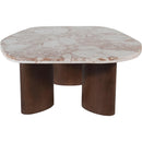  Meridian Puglia Cream Marble Top And Oak Wood Base Coffee Table IMAGE 3