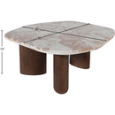  Meridian Puglia Cream Marble Top And Oak Wood Base Coffee Table IMAGE 5