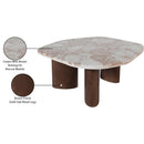 Meridian Puglia Cream Marble Top And Oak Wood Base Coffee Table IMAGE 6