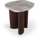  Meridian Puglia Cream Marble Top And Oak Wood Base End Table IMAGE 1