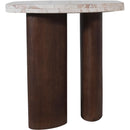  Meridian Puglia Cream Marble Top And Oak Wood Base End Table IMAGE 3