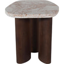  Meridian Puglia Cream Marble Top And Oak Wood Base End Table IMAGE 5